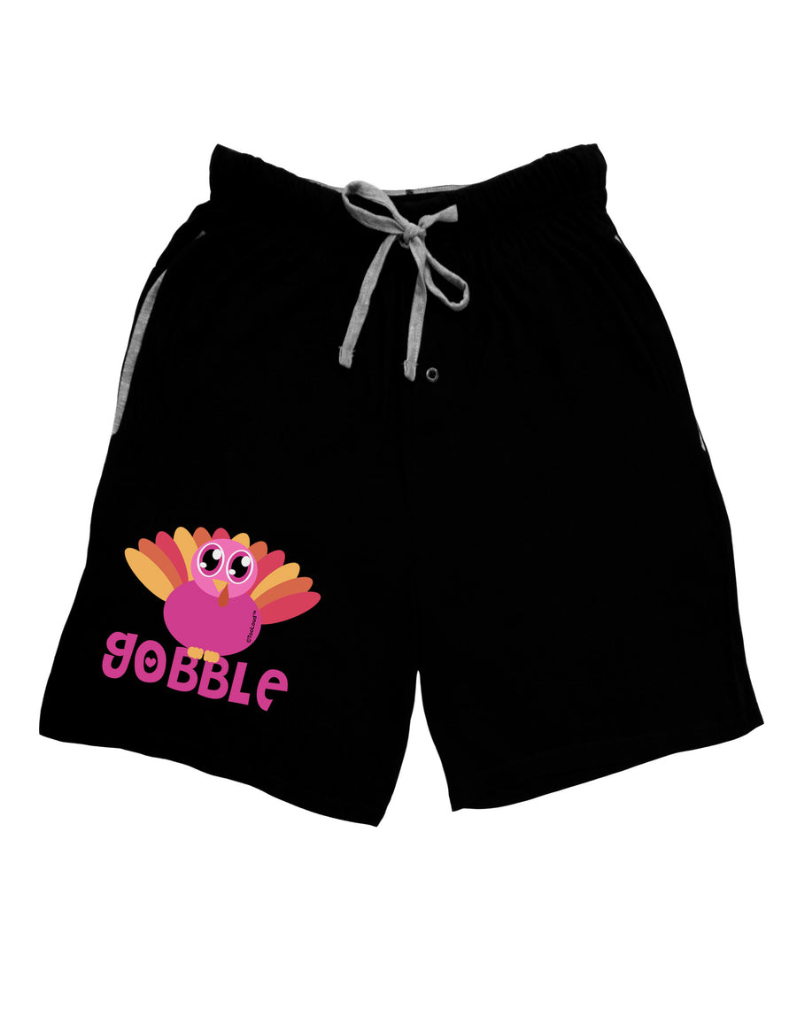 Cute Gobble Turkey Pink Relaxed Adult Lounge Shorts-Lounge Shorts-TooLoud-Black-Small-Davson Sales