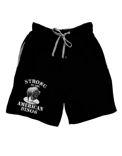 Strong Bison Text Adult Lounge Shorts-Lounge Shorts-TooLoud-Black-Small-Davson Sales