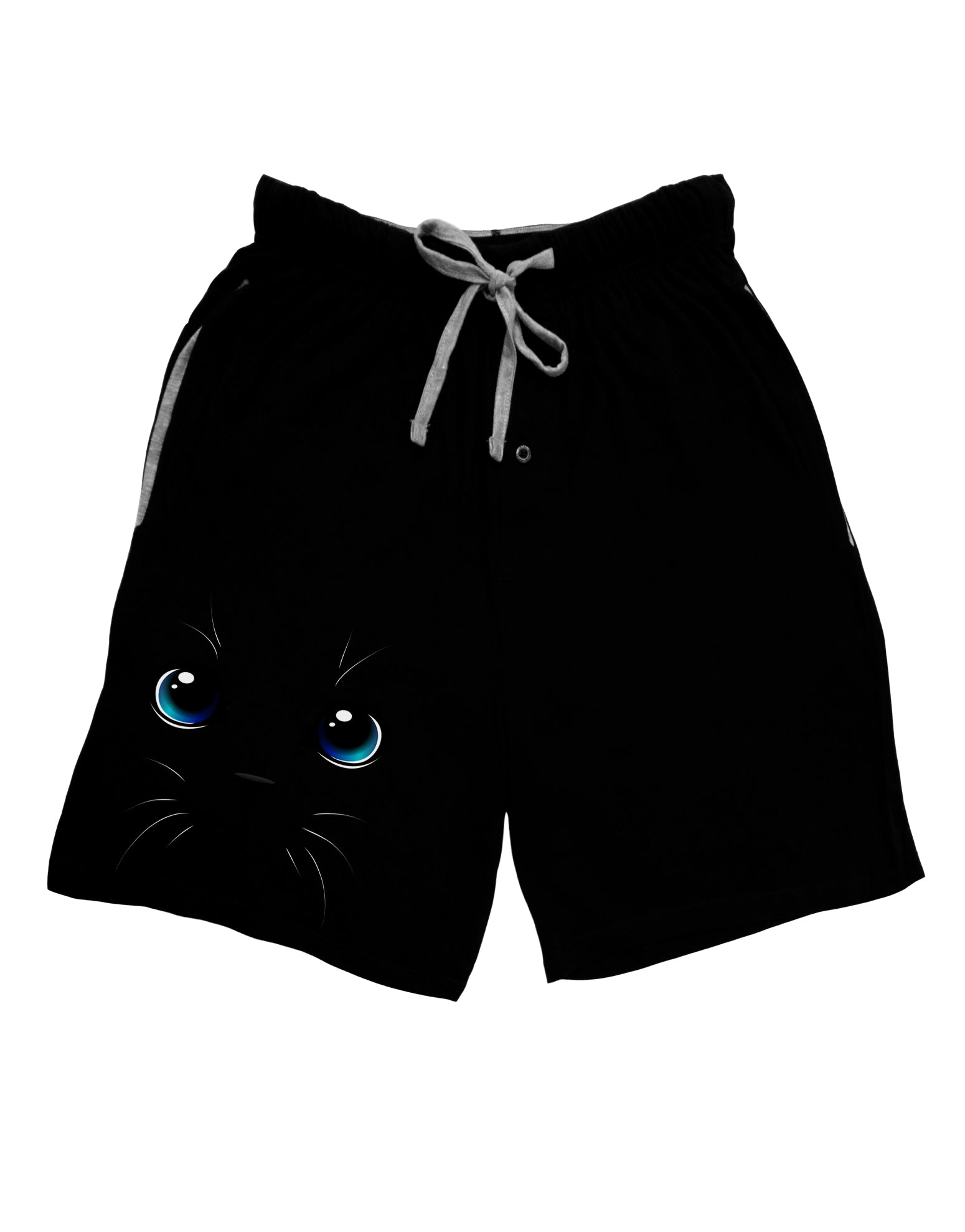 Blue-Eyed Cute Cat Face Adult Lounge Shorts-Lounge Shorts-TooLoud-Black-Small-Davson Sales