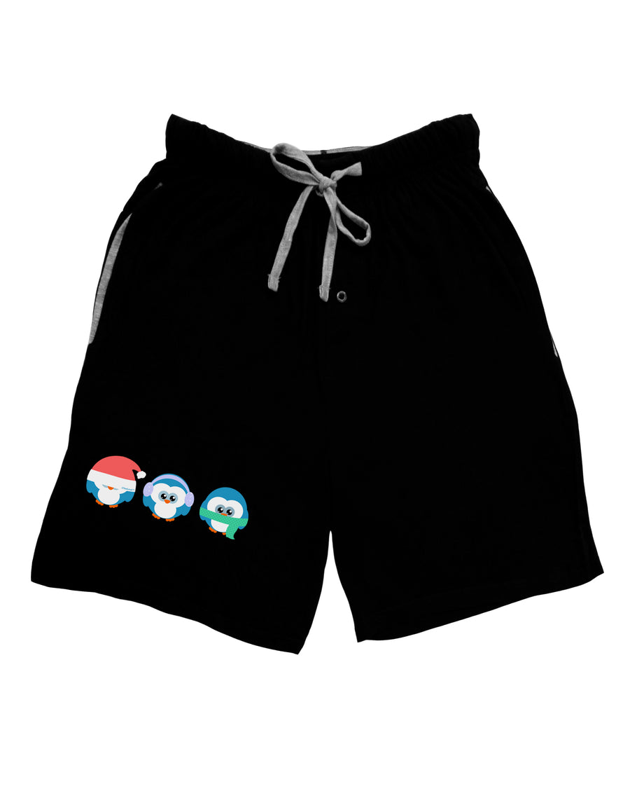 Christmas Penguins See No Evil Hear No Evil Speak No Evil Adult Lounge Shorts - Red or Black-Lounge Shorts-TooLoud-Red-Small-Davson Sales