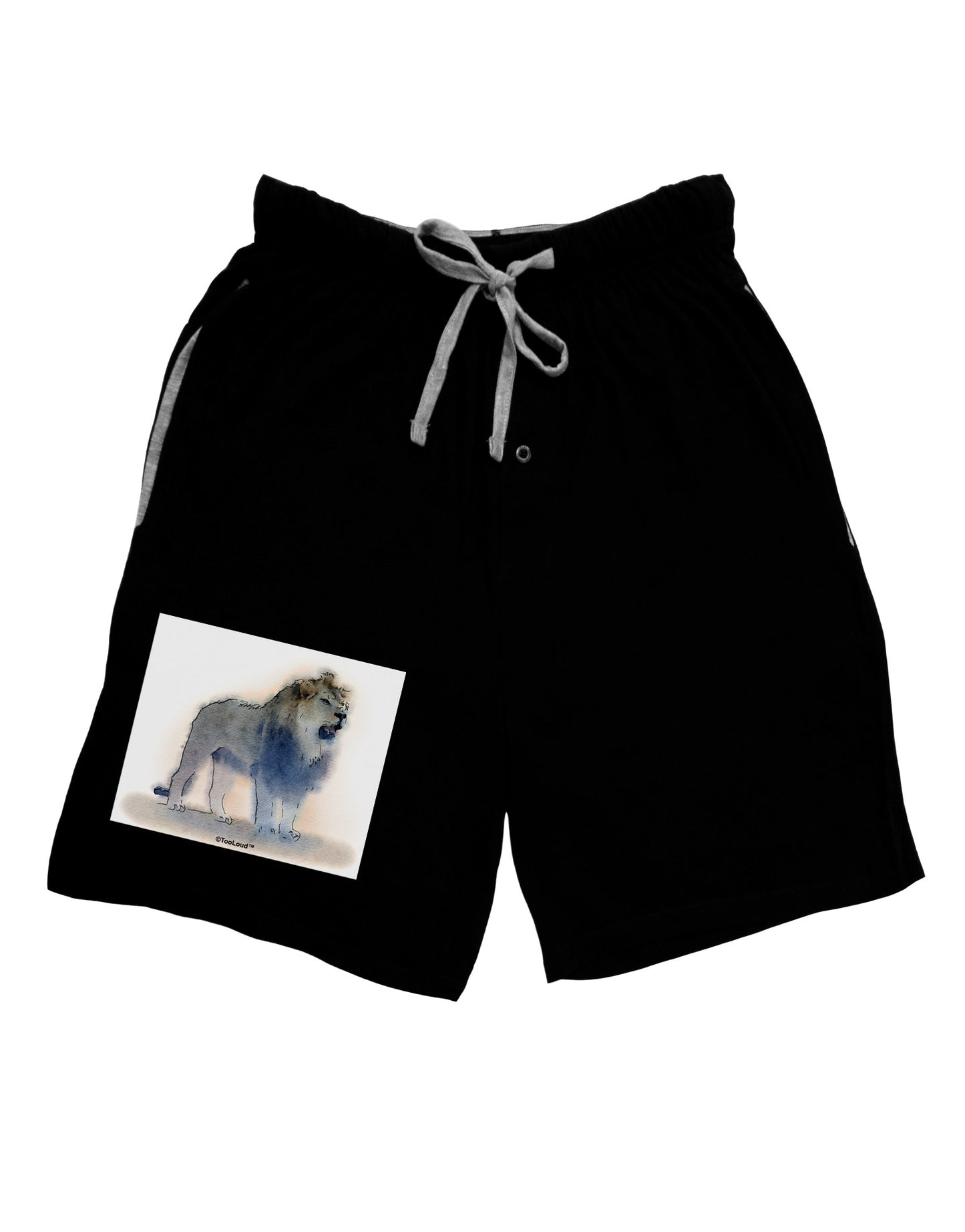 Lion Watercolor B Adult Lounge Shorts-Lounge Shorts-TooLoud-Black-Small-Davson Sales