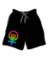 Rainbow Distressed Feminism Symbol Adult Lounge Shorts-Lounge Shorts-TooLoud-Black-Small-Davson Sales