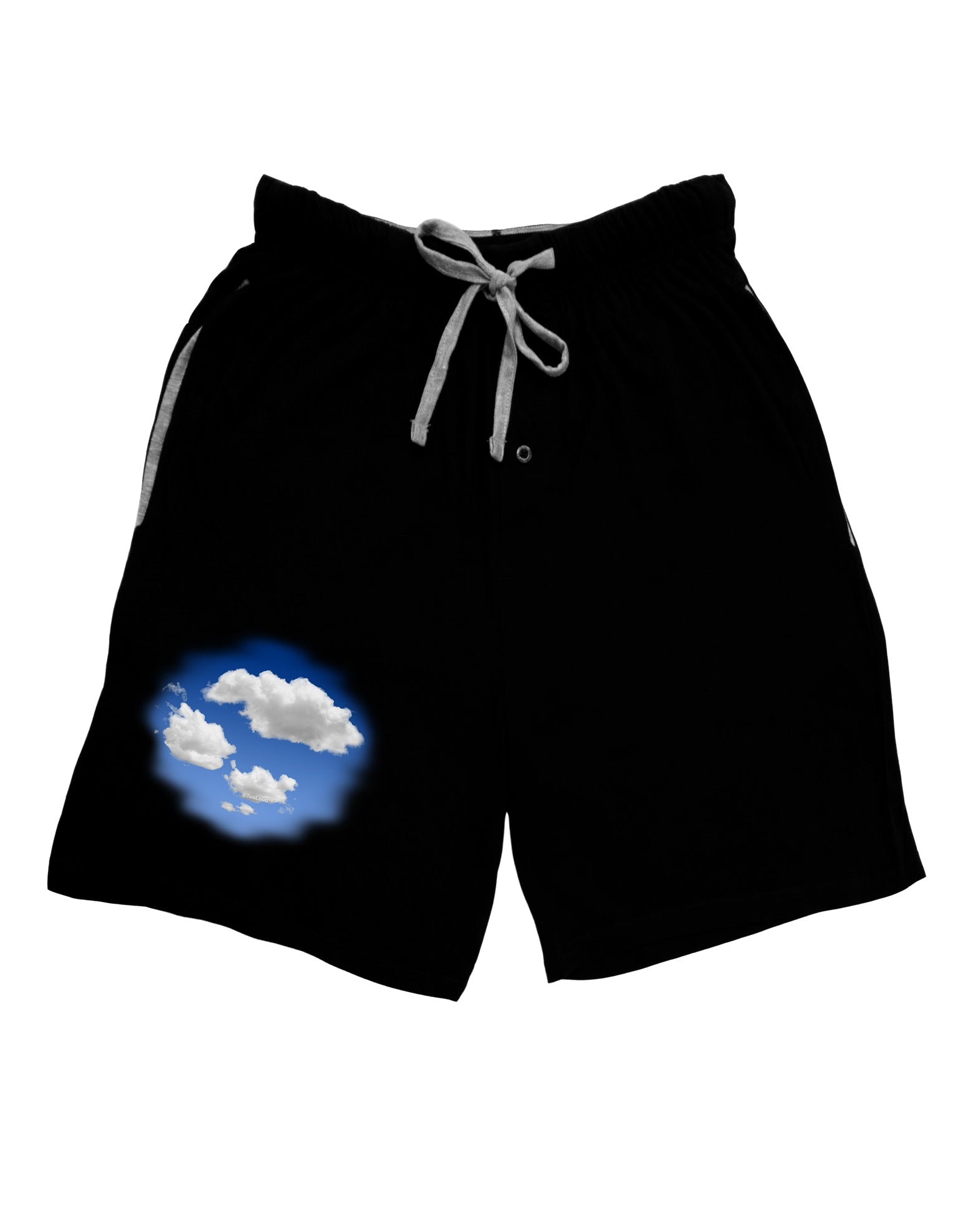Blue Sky Puffy Clouds Adult Lounge Shorts-Lounge Shorts-TooLoud-Black-Small-Davson Sales