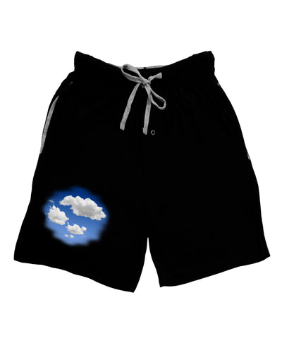 Blue Sky Puffy Clouds Adult Lounge Shorts-Lounge Shorts-TooLoud-Black-Small-Davson Sales