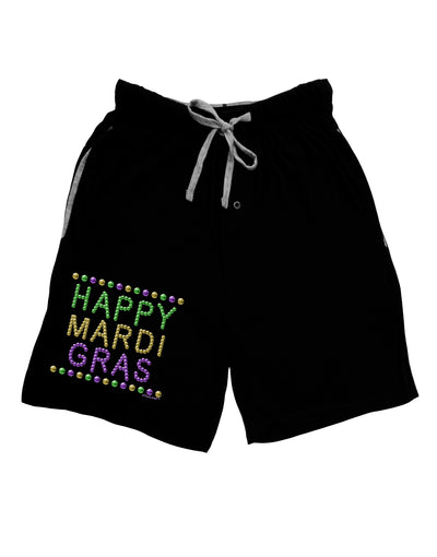 Happy Mardi Gras Beads Adult Lounge Shorts - Red or Black-Lounge Shorts-TooLoud-Black-Small-Davson Sales