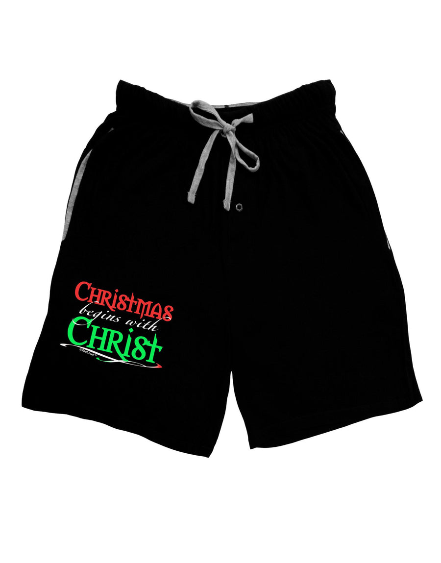Begins With Christ Text Relaxed Adult Lounge Shorts-Lounge Shorts-TooLoud-Black-2XL-Davson Sales