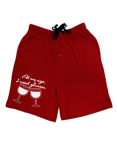 At My Age I Need Glasses - Wine Adult Lounge Shorts - Red or Black by TooLoud-Lounge Shorts-TooLoud-Red-Small-Davson Sales