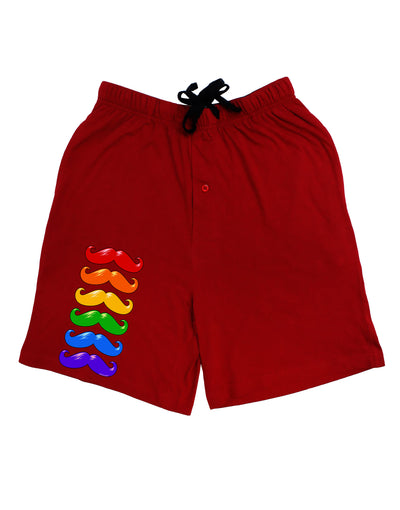 Colorful Rainbow Mustaches Adult Lounge Shorts - Red or Black-Lounge Shorts-TooLoud-Red-Small-Davson Sales