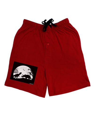 T-Rex and Triceratops Silhouettes Design Adult Lounge Shorts - Red or Black by TooLoud-Lounge Shorts-TooLoud-Black-Small-Davson Sales