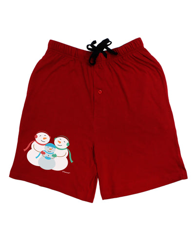 Cute Snowman Family with Boy Adult Lounge Shorts - Red or Black by TooLoud-Lounge Shorts-TooLoud-Black-Small-Davson Sales