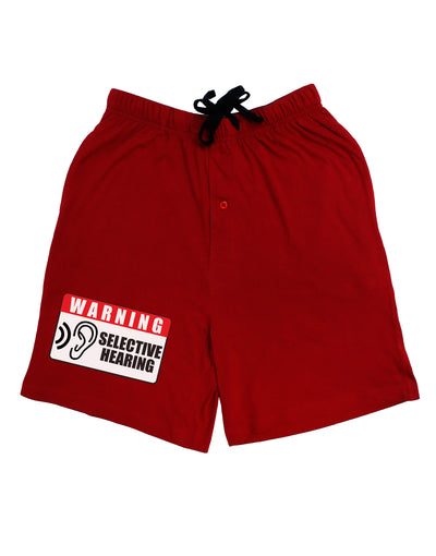 Warning Selective Hearing Funny Adult Lounge Shorts by TooLoud-Lounge Shorts-TooLoud-Red-Small-Davson Sales