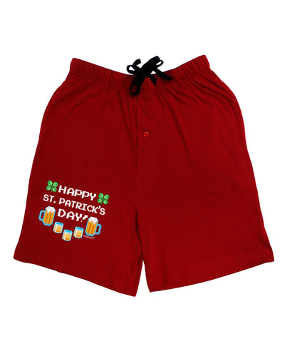 Pixel Happy St Patricks Day Adult Lounge Shorts-Lounge Shorts-TooLoud-Red-Small-Davson Sales