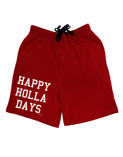 Happy Holla Days Text Adult Lounge Shorts - Red or Black by TooLoud-Lounge Shorts-TooLoud-Black-Small-Davson Sales