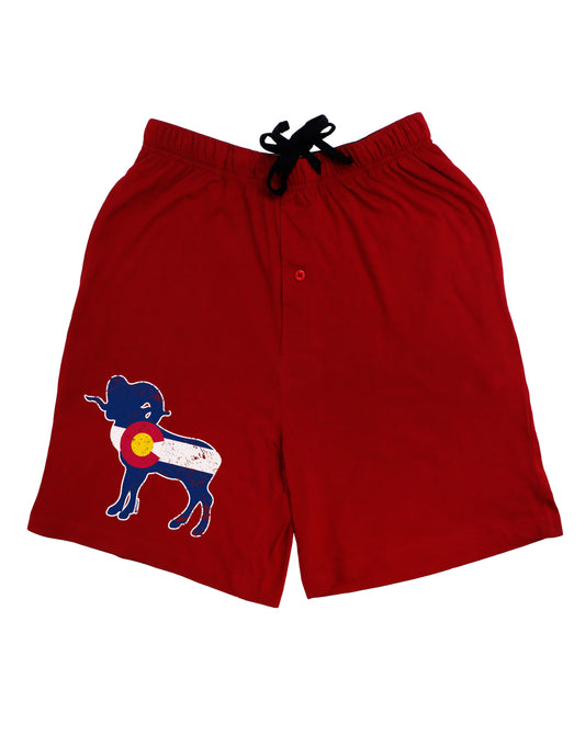 Grunge Rocky Mountain Bighorn Sheep Flag Dark Adult Lounge Shorts-Lounge Shorts-TooLoud-Red-Small-Davson Sales