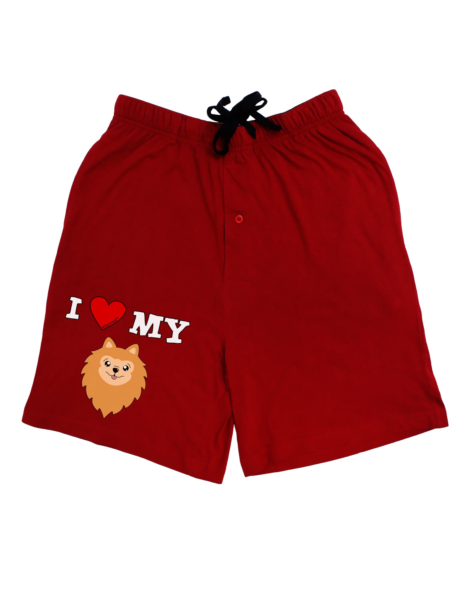 I Heart My - Cute Pomeranian Dog Adult Lounge Shorts - Red or Black by TooLoud-Lounge Shorts-TooLoud-Black-Small-Davson Sales