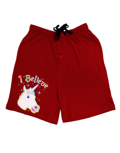 I Believe in Unicorns Adult Lounge Shorts-Lounge Shorts-TooLoud-Red-Small-Davson Sales