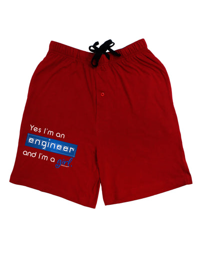 TooLoud Yes I am a Engineer Girl Adult Lounge Shorts-Lounge Shorts-TooLoud-Red-Small-Davson Sales