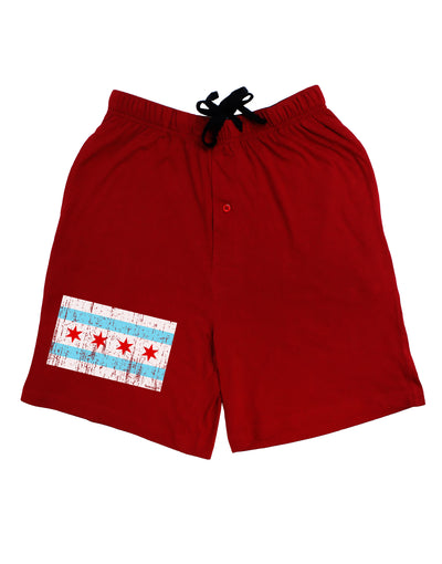 Distressed Chicago Flag Design Adult Lounge Shorts - Red or Black by TooLoud