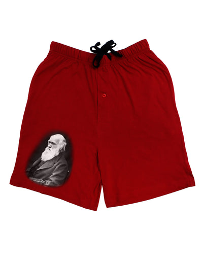 Charles Darwin Black and White Adult Lounge Shorts by TooLoud-Lounge Shorts-TooLoud-Red-Small-Davson Sales