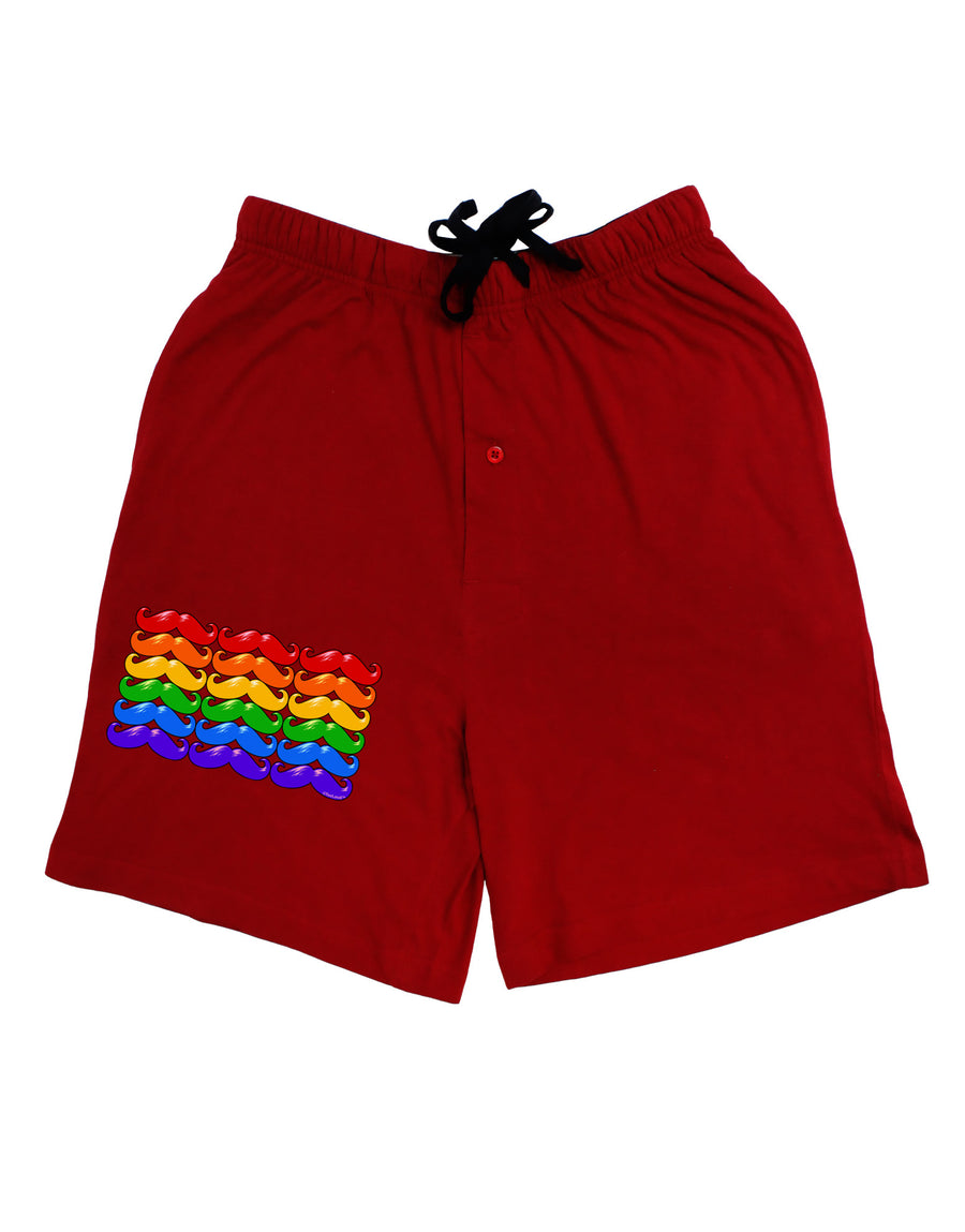 Rainbow Mustaches Gay Pride Flag Adult Lounge Shorts - Red- Medium-Lounge Shorts-TooLoud-Davson Sales