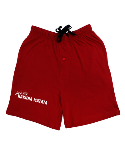 TooLoud Just Say Hakuna Matata Dark Adult Lounge Shorts-Lounge Shorts-TooLoud-Red-Small-Davson Sales