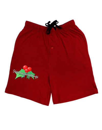 Holly Seasons Greetings Text Adult Lounge Shorts - Red or Black by TooLoud-Lounge Shorts-TooLoud-Black-Small-Davson Sales