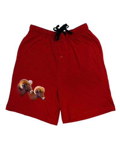 TooLoud Two Majestic Bighorn Rams Adult Lounge Shorts-Lounge Shorts-TooLoud-Red-Small-Davson Sales