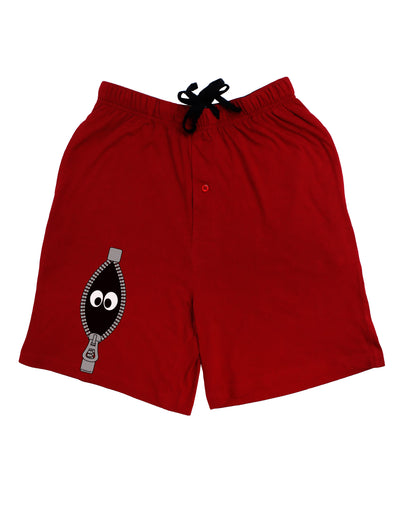 Funny Eyes Peeking Out of Zipper Adult Lounge Shorts - Red or Black by TooLoud-Lounge Shorts-TooLoud-Black-Small-Davson Sales