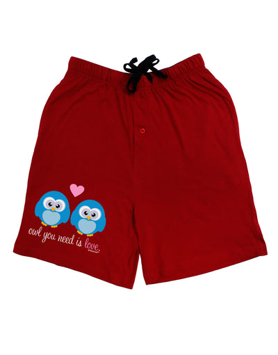 Owl You Need Is Love - Blue Owls Adult Lounge Shorts - Red or Black by TooLoud-Lounge Shorts-TooLoud-Black-Small-Davson Sales
