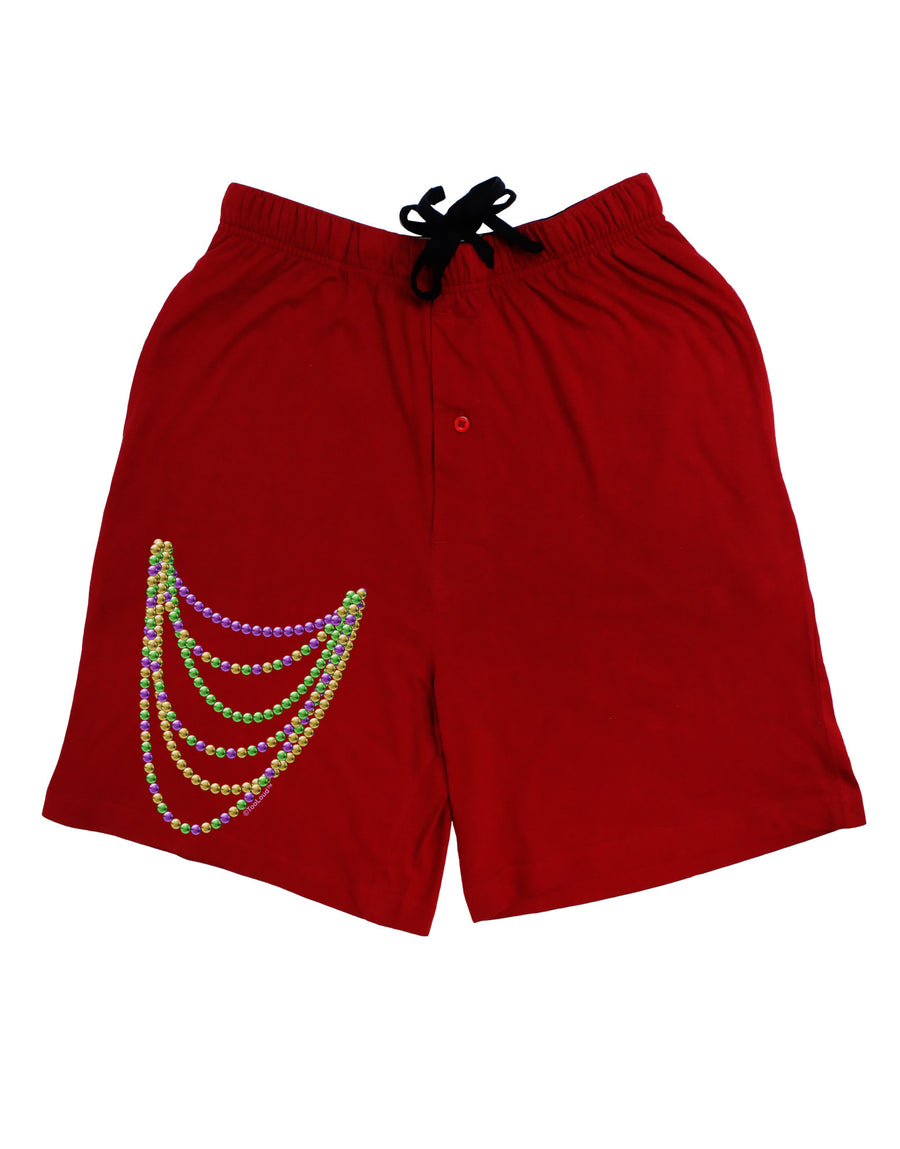 Mardi Gras Beads Necklaces Adult Lounge Shorts - Red- Medium-Lounge Shorts-TooLoud-Davson Sales