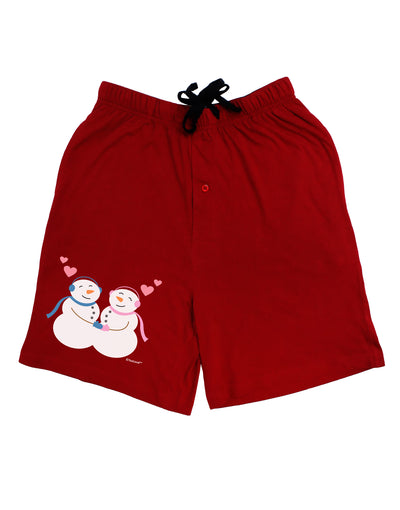 Cute Snowman and Snowwoman Couple Adult Lounge Shorts - Red or Black by TooLoud-Lounge Shorts-TooLoud-Black-Small-Davson Sales