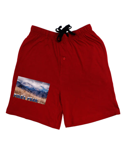 Pikes Peak CO Mountains Text Adult Lounge Shorts by TooLoud-Lounge Shorts-TooLoud-Red-Small-Davson Sales