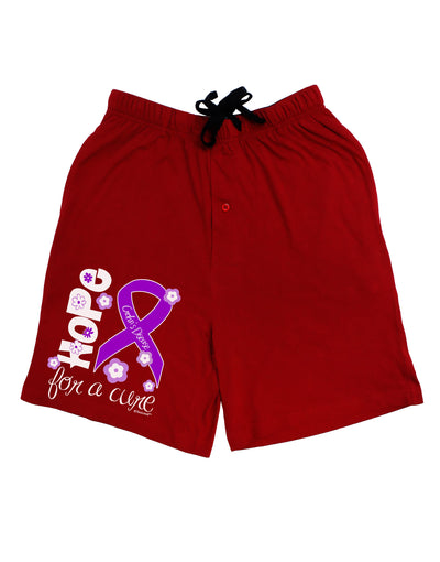 Hope for a Cure - Purple Ribbon Crohn’s Disease - Flowers Adult Lounge Shorts-Lounge Shorts-TooLoud-Red-Small-Davson Sales