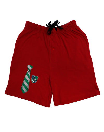 TooLoud Wizard Tie Green and Silver Adult Lounge Shorts-Lounge Shorts-TooLoud-Red-Small-Davson Sales