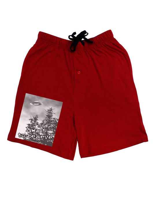 I Want to Believe - UFO Adult Lounge Shorts - Red or Black by TooLoud-Lounge Shorts-TooLoud-Red-Small-Davson Sales