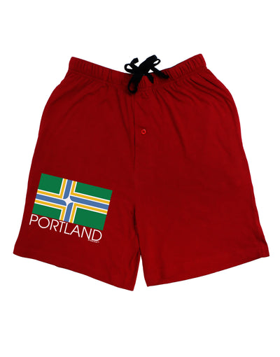 Portland Oregon Flag Text Adult Lounge Shorts-Lounge Shorts-TooLoud-Red-Small-Davson Sales