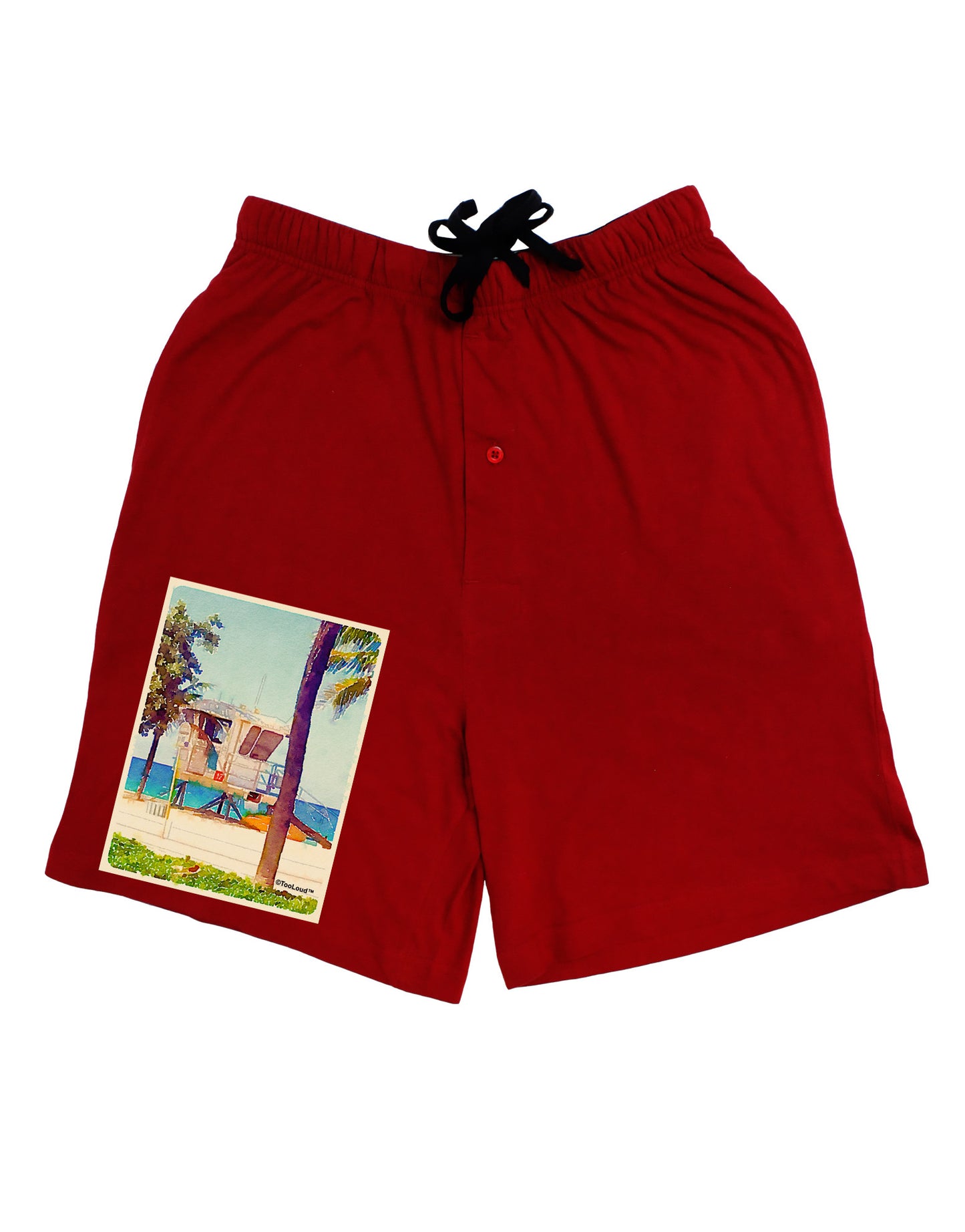 Lifeguard Station Watercolor Adult Lounge Shorts-Lounge Shorts-TooLoud-Red-Small-Davson Sales
