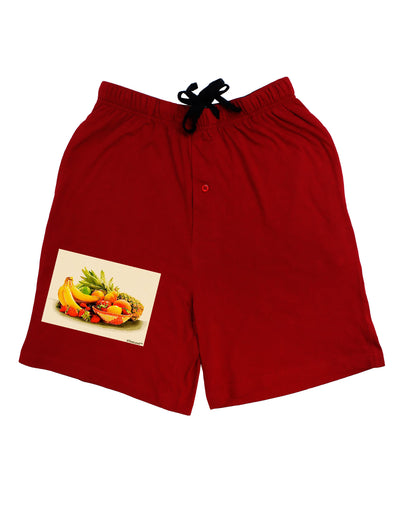 Watercolor Fruit Bowl 2 Adult Lounge Shorts-Lounge Shorts-TooLoud-Red-Small-Davson Sales