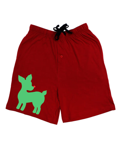 Cute Red and Green Rudolph - Christmas Adult Lounge Shorts - Red or Black by TooLoud-Lounge Shorts-TooLoud-Black-Small-Davson Sales