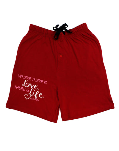 TooLoud Where There Is Love Gandhi Adult Lounge Shorts-Lounge Shorts-TooLoud-Red-Small-Davson Sales