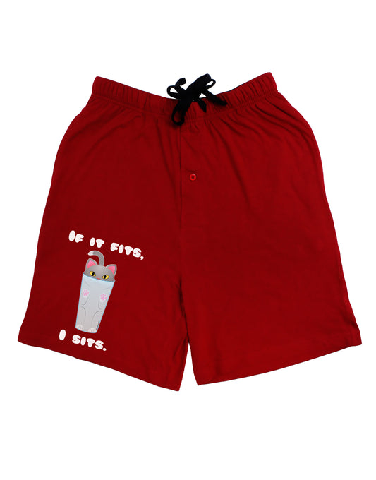 If It Fits - Cute Cat Design Adult Lounge Shorts - Red or Black by TooLoud-Lounge Shorts-TooLoud-Black-Small-Davson Sales