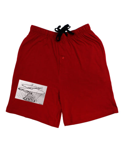 Helicopter Sketch Adult Lounge Shorts-Lounge Shorts-TooLoud-Red-Small-Davson Sales