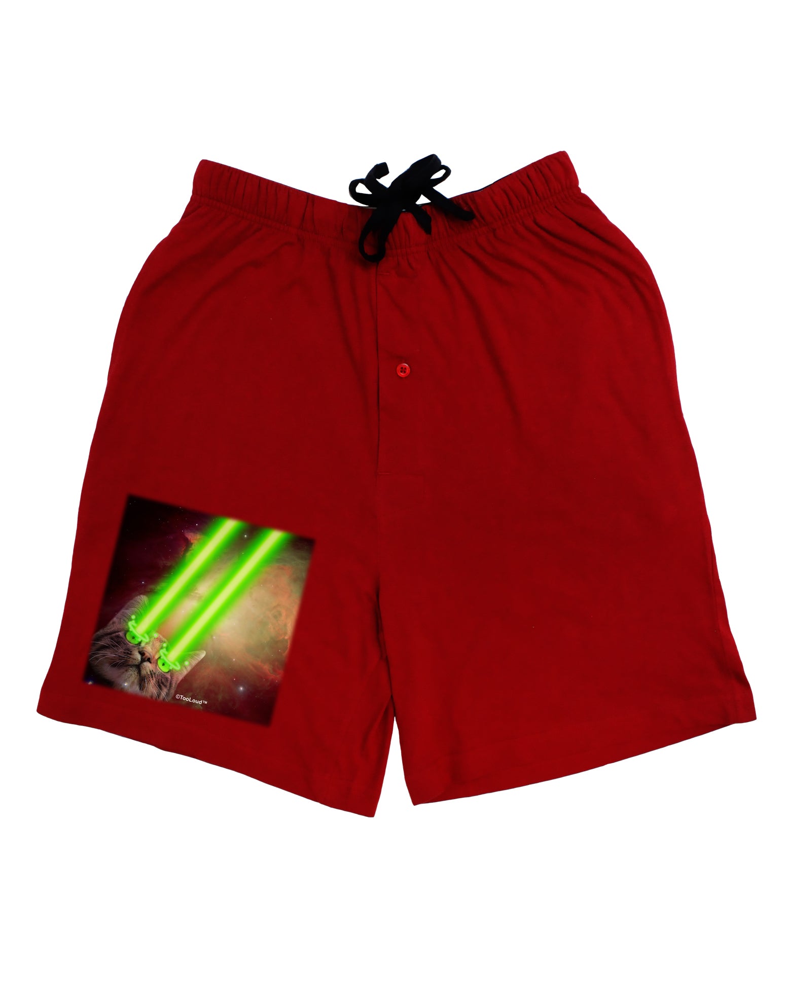 Laser Eyes Cat in Space Design Adult Lounge Shorts - Red or Black by TooLoud-Lounge Shorts-TooLoud-Black-Small-Davson Sales