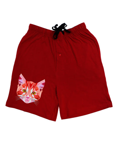 Geometric Kitty Red Adult Lounge Shorts-Lounge Shorts-TooLoud-Red-Small-Davson Sales