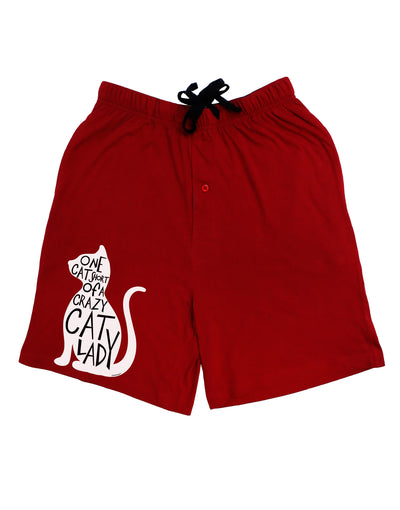 One Cat Short Of A Crazy Cat Lady Adult Lounge Shorts - Red or Black by TooLoud-Lounge Shorts-TooLoud-Red-Small-Davson Sales