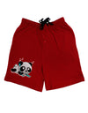 Cute Panda With Ear Buds Adult Lounge Shorts-Lounge Shorts-TooLoud-Red-Small-Davson Sales