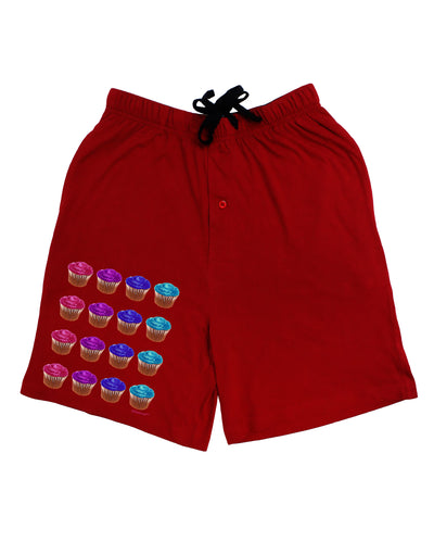 Colorful Cupcake Pattern Adult Lounge Shorts - Red or Black by TooLoud-Lounge Shorts-TooLoud-Black-Small-Davson Sales