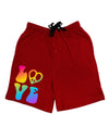 Peace and Love - Peace Heart Love Adult Lounge Shorts-Lounge Shorts-TooLoud-Red-Small-Davson Sales