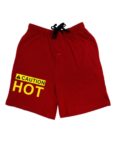 Caution Hot Warning Sign Adult Lounge Shorts - Red or Black-Lounge Shorts-TooLoud-Red-Small-Davson Sales