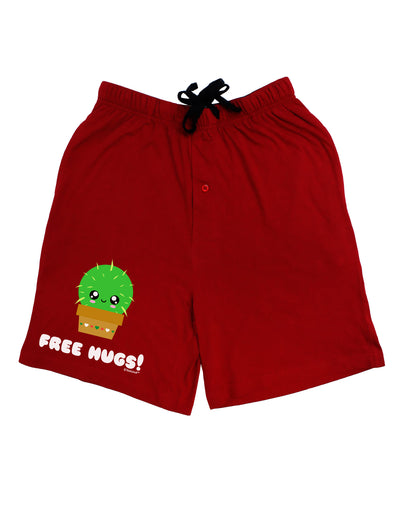 Cute Cactus - Free Hugs Adult Lounge Shorts-Lounge Shorts-TooLoud-Red-Small-Davson Sales